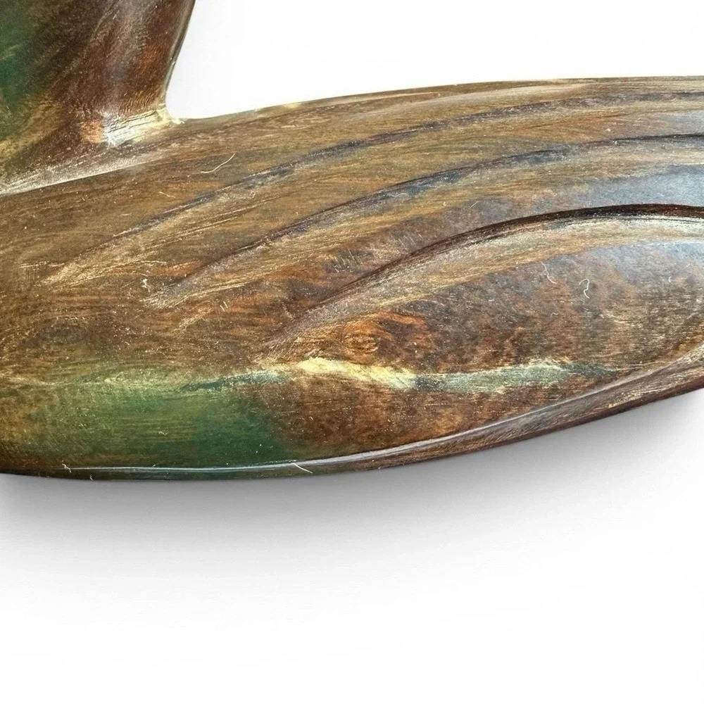Vintage Decorative Duck Decoy‎ Hand-Carved Heavy Ironwood